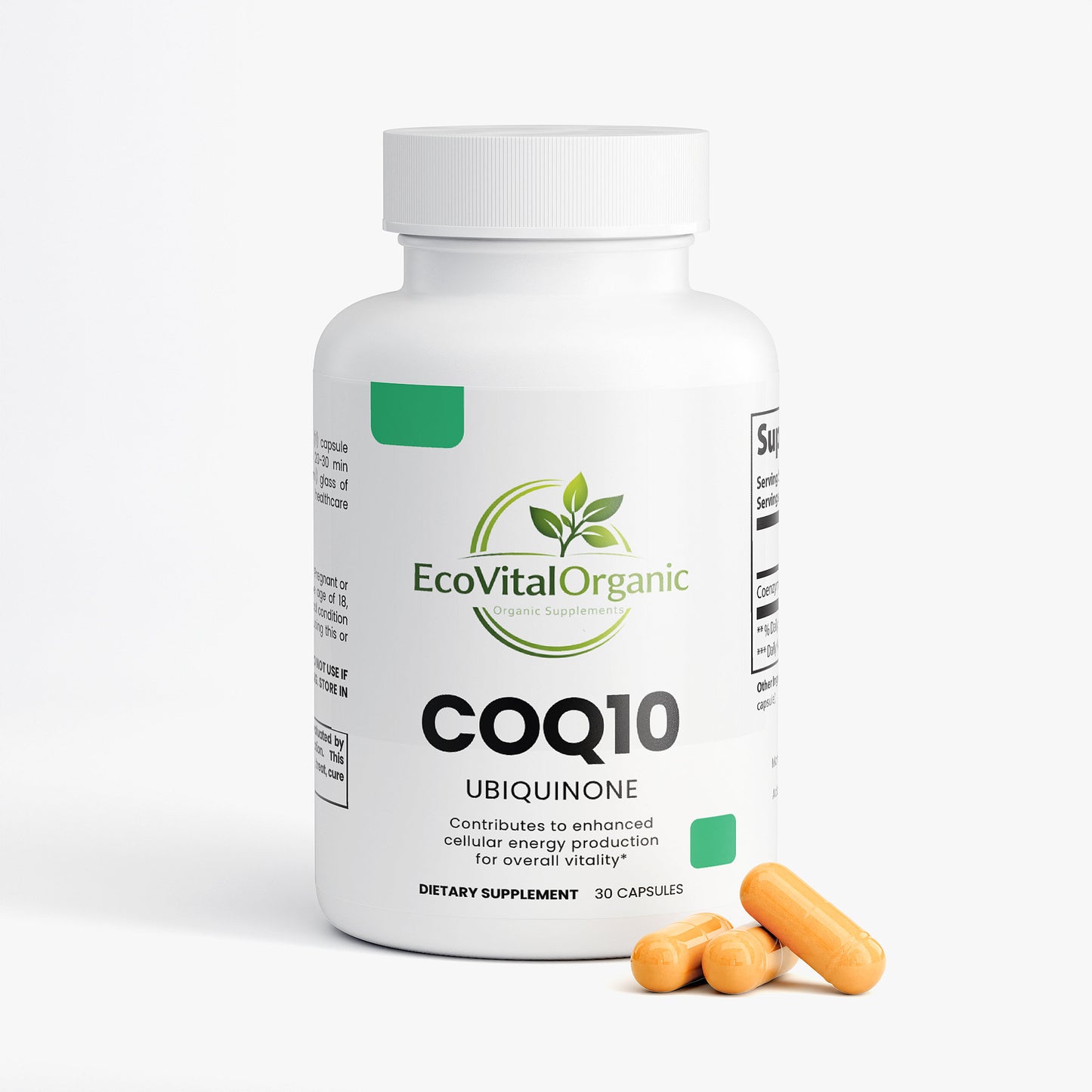 🌿EcoVitalOrganic CoQ10 Ubiquinone Capsules