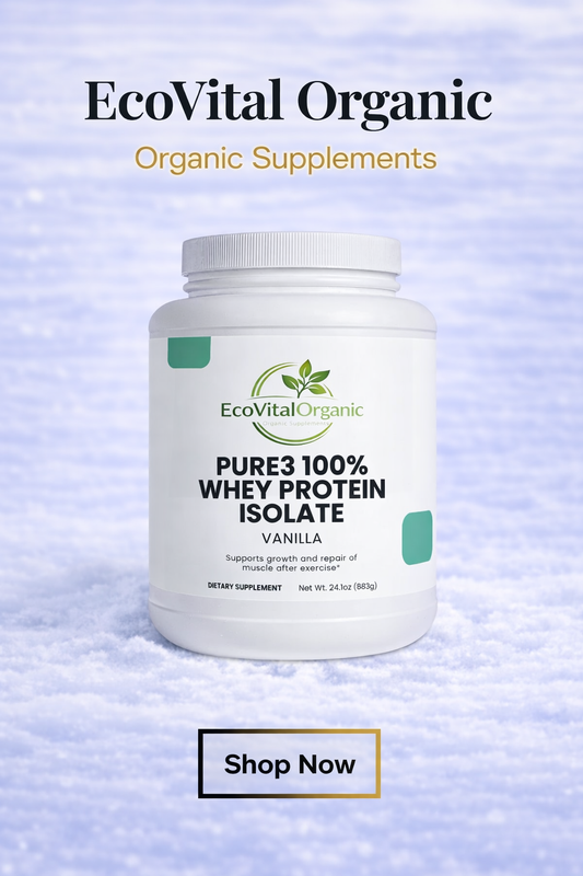 🌿EcoVitalOrganic Pure3 Whey Protein Powder (Isolate — Vanilla)